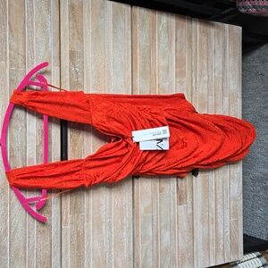 Zara Orange Jacquard Dress Size M NWT